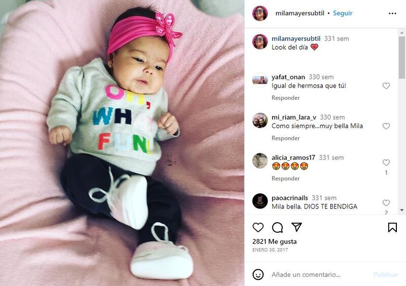 Mila Mayer Subtil a sus dos meses de nacida