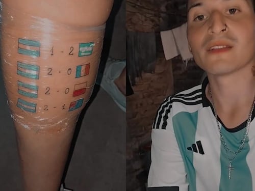 ¡Fanatismo en su máxima expresión!: Hincha argentino se tatúa los resultados de su país en el Mundial de Catar