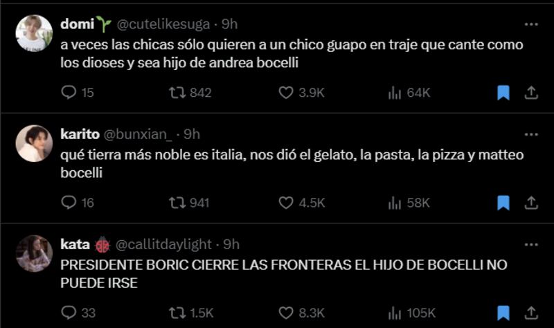 Reacción hijo de Andrea Bocelli, Matteo | X
