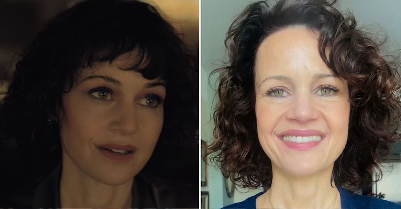 Carla Gugino en 'La caída de la casa Usher' y en su vida real