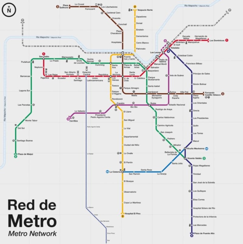 Mapa del metro de Santiago