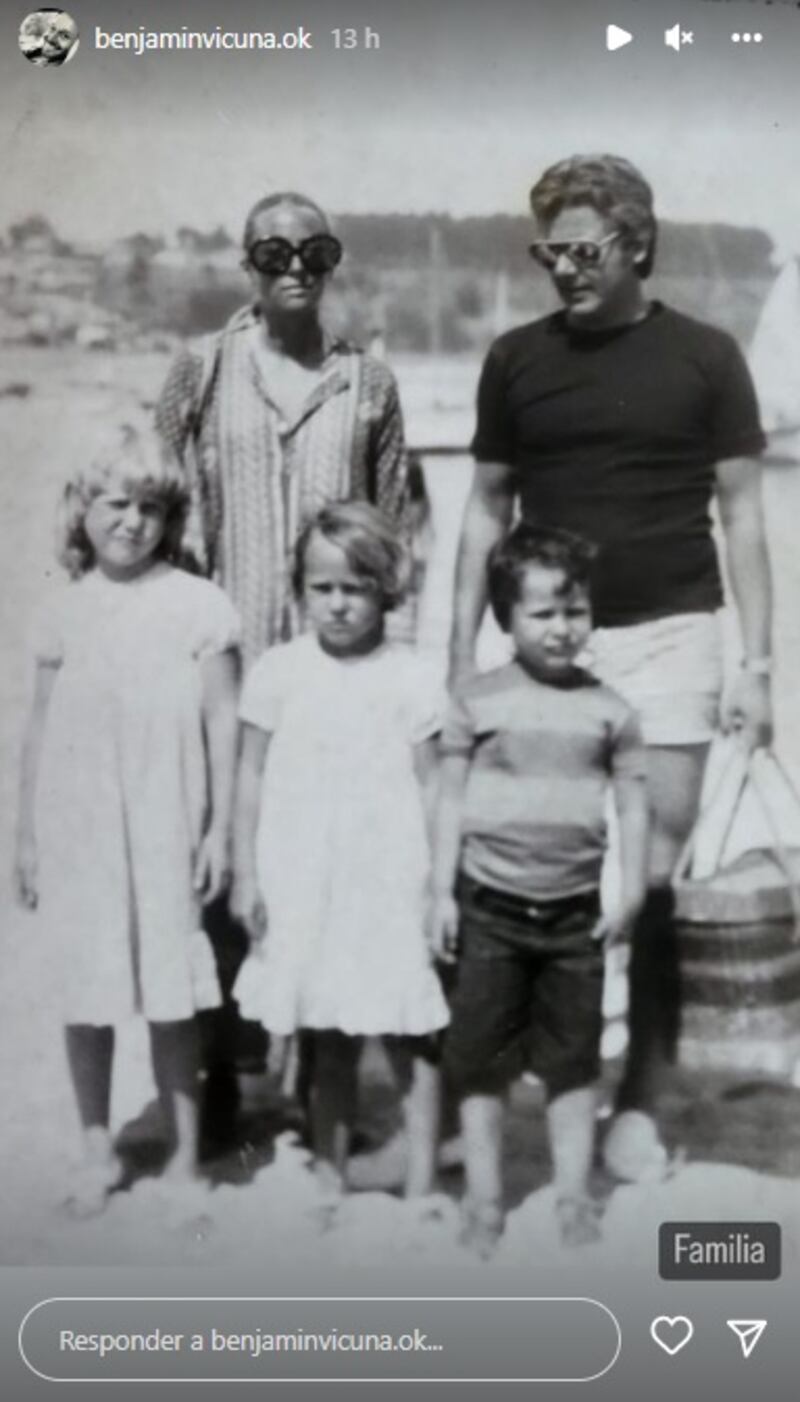 Benjamín Vicuña publicó este martes fotografías antiguas de su padre y madre.