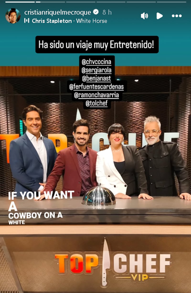 Cristian Riquelme y su emotivo mensaje a poco de la final de Top Chef VIP