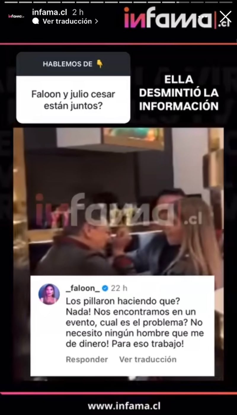 Faloon Larraguibel aclaró fotografía junto a JC Rodríguez. Captura de Infama